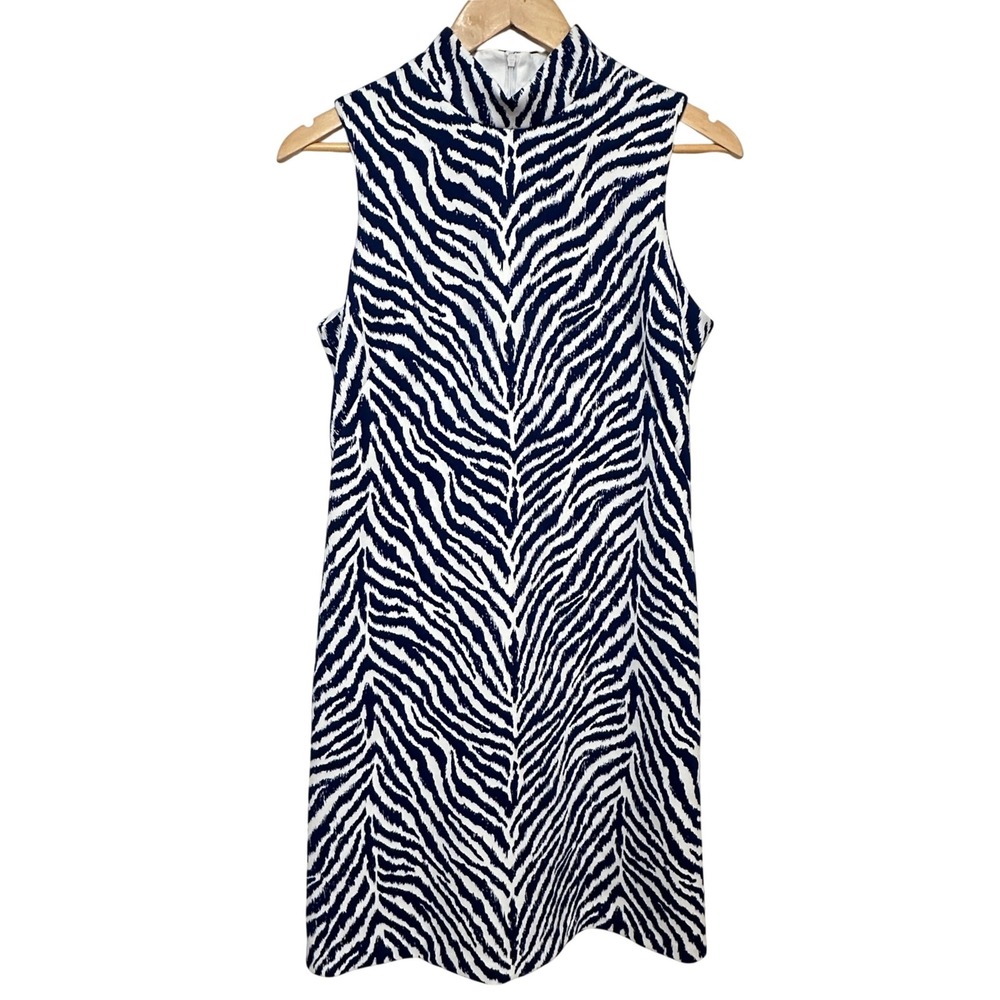 J.‎ McLaughlin Delaney Montego Sheath Dress Large Navy Zebra Scuba Sleeveless